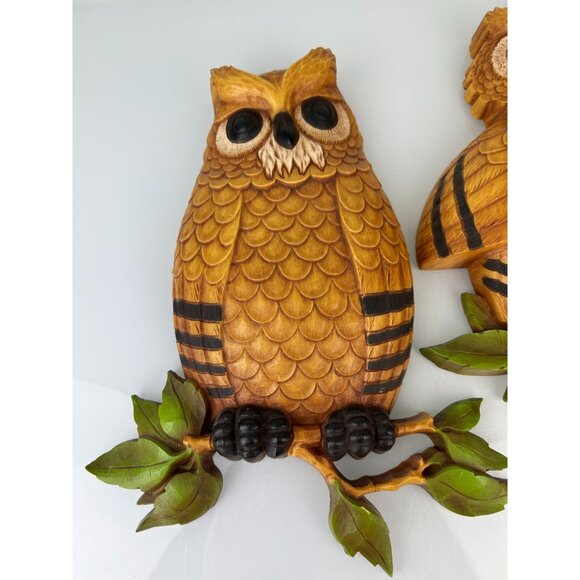 Homco Set of 2 Owl Wall Art Hangings Plastic Mid-Century Modern Vintage Bird - Picture 3 of 16